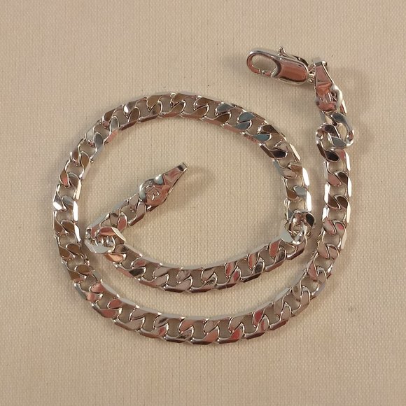 Mens 18K White Gold Filled Slim Silver Cuban Curb Rope Chain Bracelet 4mm